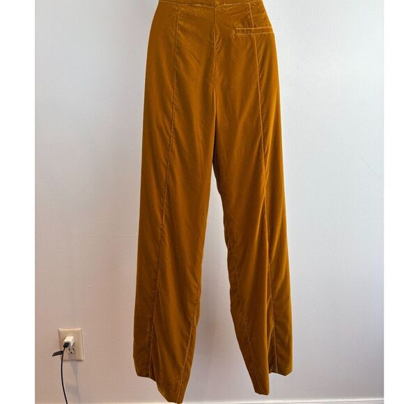Staud Velvet Pantsuit, Size S/6, Butterscotch, Blazer & Wide-Leg Pants - Picture 6 of 14